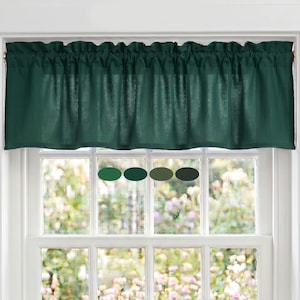 Solid Dark Green Cotton Valances, Custom Sizes