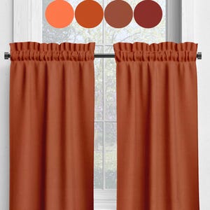 Orange Cotton Cafe Curtains: Spice & Rust - Custom Size