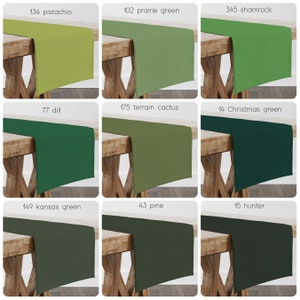 Solid Green Table Runners Light to Dark Hunter Pine USA Handmade Modern Contemporary Farmhouse 24 36 48 54 66 72 84 96 108 Custom Sizes