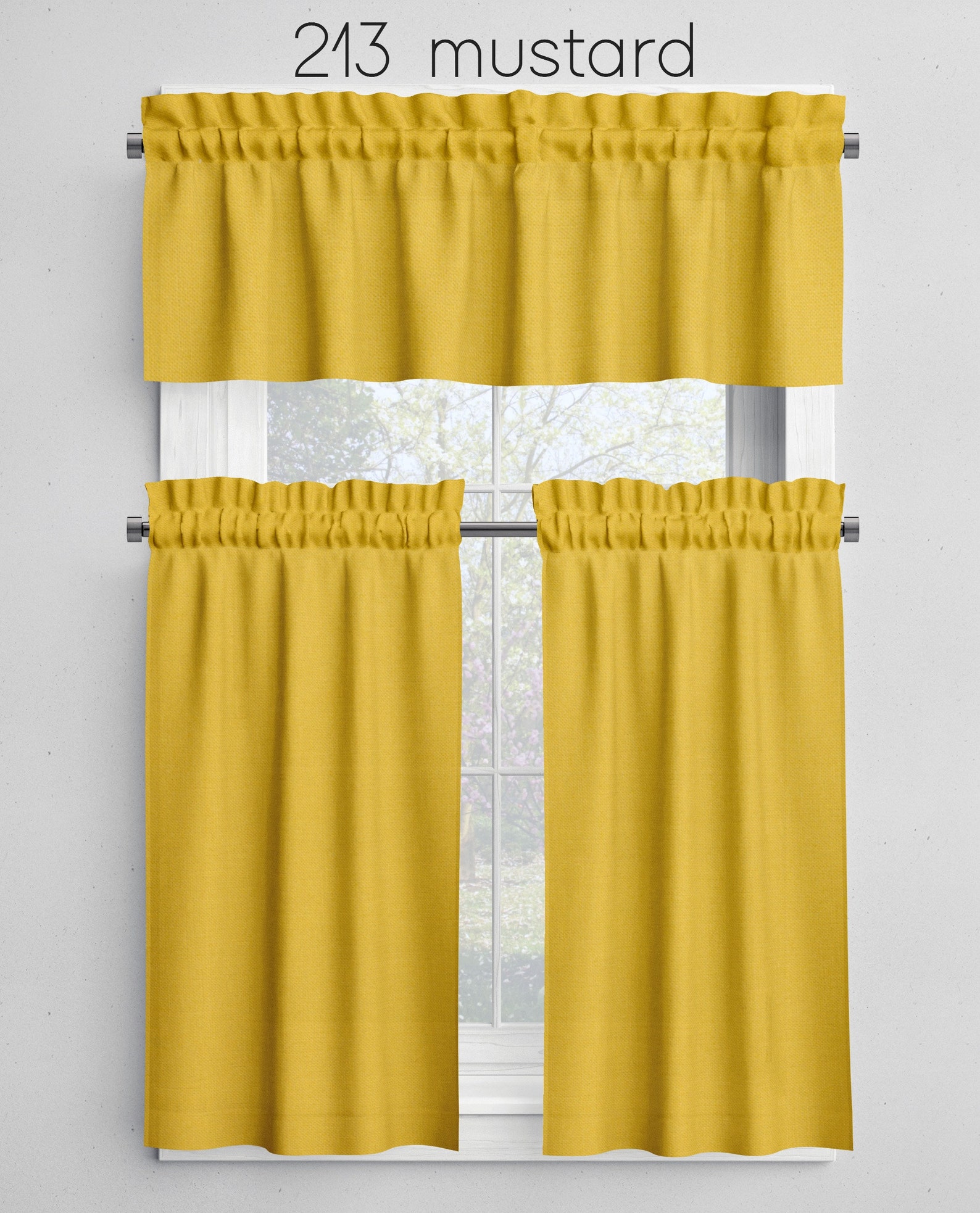 Solid Color Valances Cafe Curtains Mustard Yellow Orange Rust Etsy