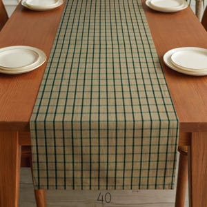 Green & Tan Plaid Table Runner: Farmhouse Style, Placemats and Napkins