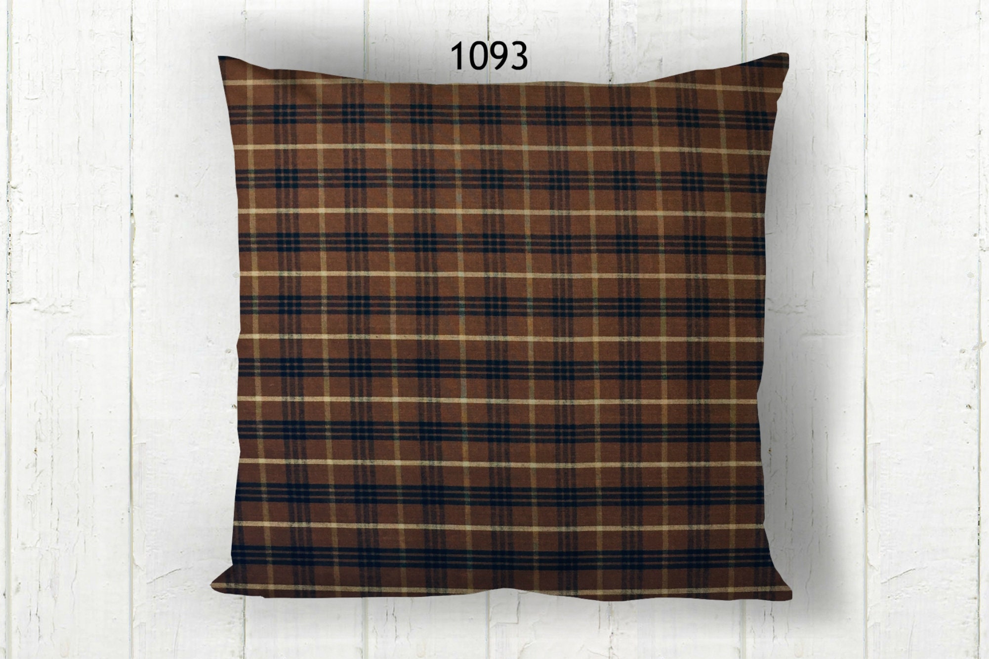 Brown Black Tan Pillow Cover Plaid Solid / Decorative Etsy