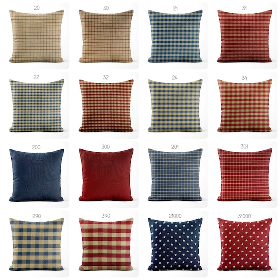 Red & Blue Plaid Pillow Covers – Rustic Farmhouse Americana