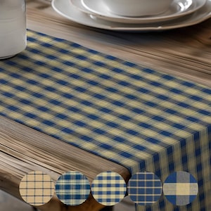 Blue & Tan Table Runner: Country Rustic Decor, Placemats and Napkins