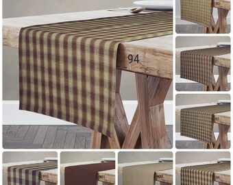 Brown & Tan Table Runner Placemat Plaid Check Solid Rustic Country Thanksgiving Farmhouse Fall 30 36 48 54 66 72 84 96 108 Custom Sizes