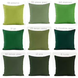 Solid Green Pillow Covers Light to Dark Hunter Pine USA Handmade Modern Contemporary Euro Sham Pillowcase Lumbar Square Pillows