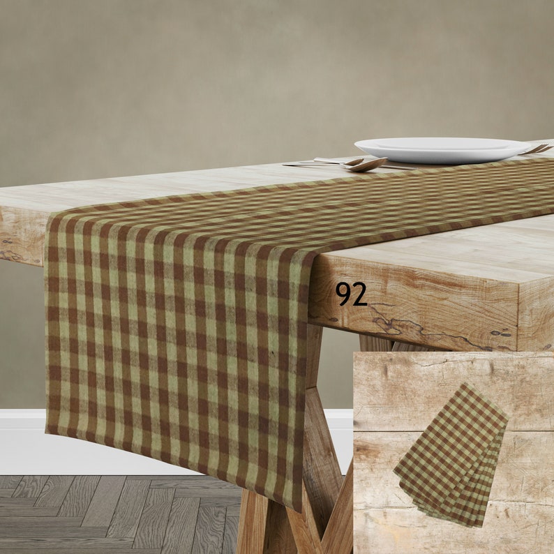 Brown & Tan Table Runner Placemat Napkins Plaid Check Solid Etsy