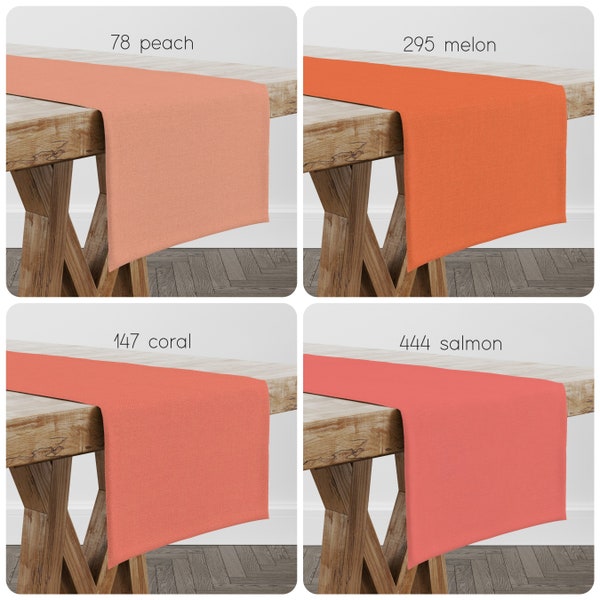 Peach Coral Salmon Table Runners Placemats USA Handmade Modern Contemporary 24 36 48 54 66 72 84 96 108 inches Custom Sizes Swatches