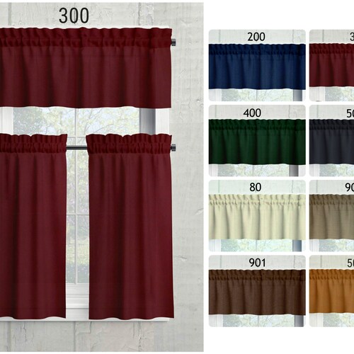 Brown Tan Valances Tiers Cafe Curtains Plaid Buffalo Check Etsy