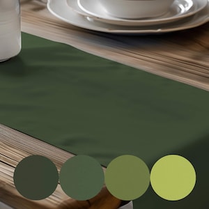 Handmade Cotton Table Runner: Solid Green, USA Made, Custom Size Available