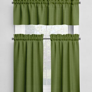 Green Cafe Curtains Valances Tiers Panels, Kitchen Bathroom Bedroom Cotton Rod Pocket Window Treatments, Made in USA Pine Hunter Custom 175 terrain cactus