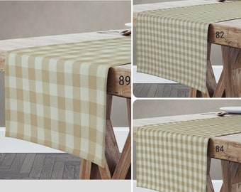 Cream & Beige Table Runner Placemats Plaid Buffalo Check USA Handmade Rustic Cabin Country Farmhouse 36 48 54 66 72 84 96 108 Custom Sizes