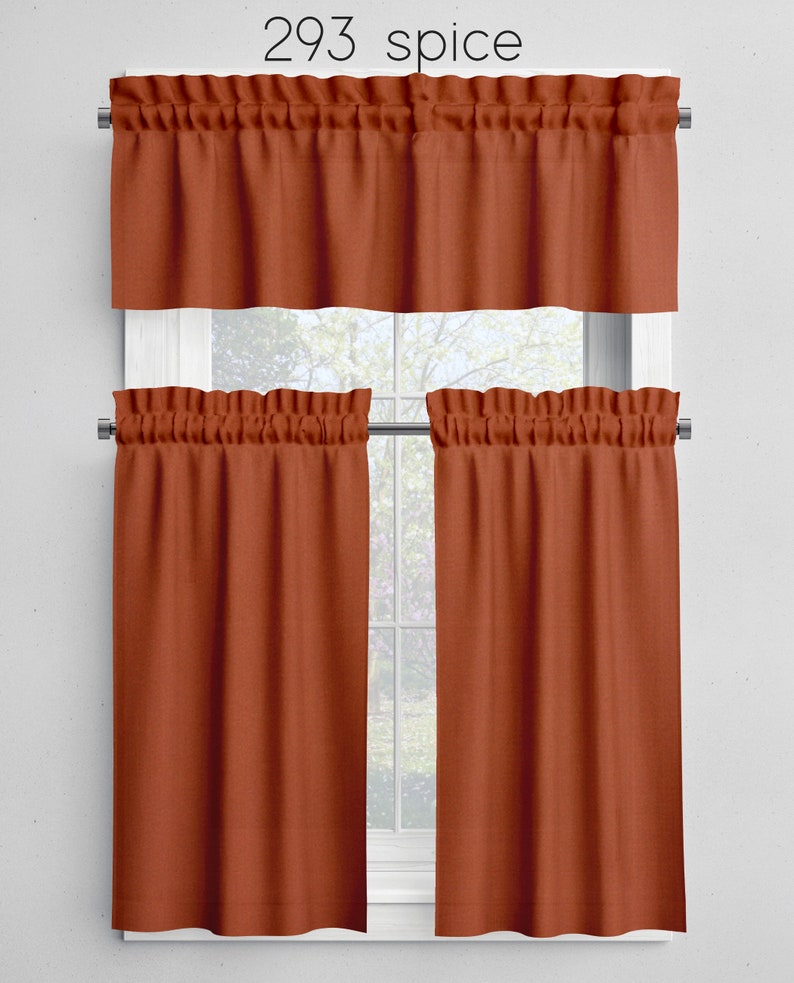 Solid Color Valances Cafe Curtains Mustard Yellow Orange Rust Etsy