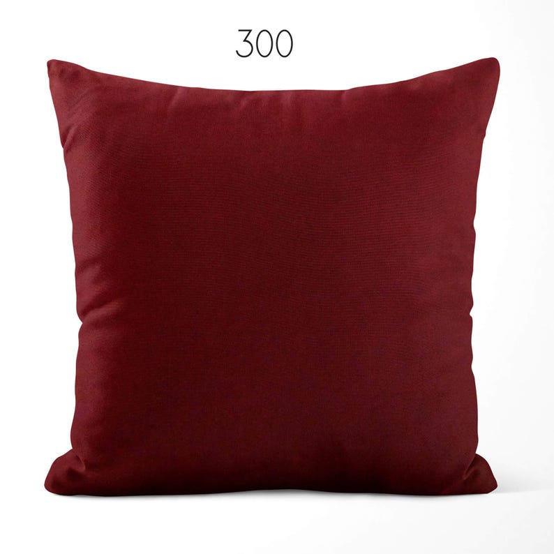 May include: A square throw pillow in a solid deep burgundy color with a smooth, matte texture. The number 300 is printed in a simple black sans-serif font centered above the pillow. The pillow has a standard square shape with pointed corners.