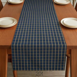 Blue & Tan Table Runner: Country Rustic Decor, Placemats and Napkins