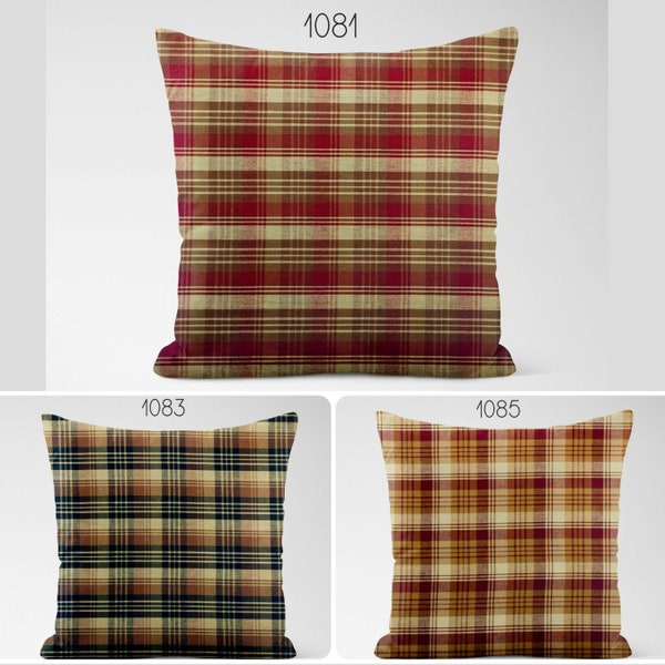 Multi Plaid Pillow Covers Decorative Farmhouse Rustic Country Lodge Euro Sham Square and Lumbar Custom Sizes Flange