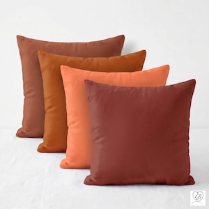 Orange Cotton Pillow Cover: Rust & Cinnamon
