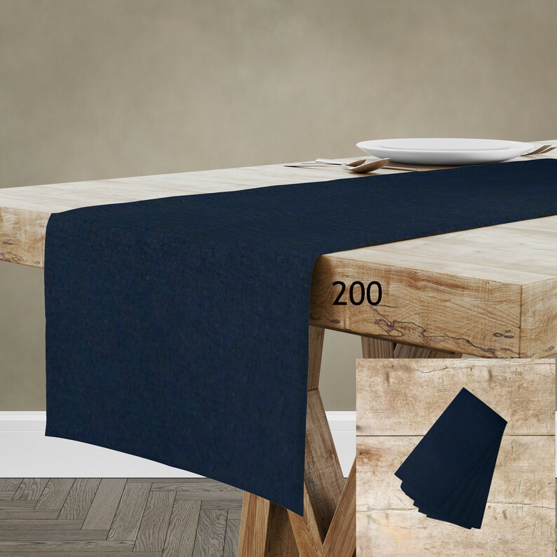 Solid Color Table Runner Placemats Napkins Navy Blue Red Etsy