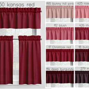 Solid Red Valances Tiers Panels Cafe Curtains Blush Pink Dark - Etsy