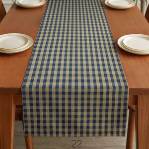 Blue & Tan Table Runner: Country Rustic Decor, Placemats and Napkins