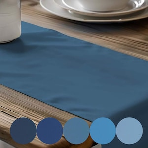 Solid Blue Table Runners and Placemats, 100% Cotton – Glacier, Coastal, Lake, American Blue, Navy – Custom and Extra-Long Sizes Available