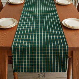 Green & Tan Plaid Table Runner: Farmhouse Style, Placemats and Napkins
