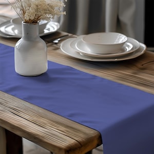 Periwinkle Blue Cotton Table Runner, Placemats, and Napkins