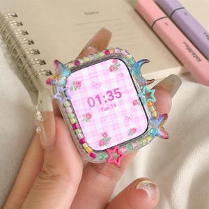 Y2K Glitter Apple Watch-boett Fjärilsstjärna Färgglatt fodral 40–49 mm SE Ultra
