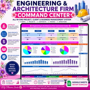 Technik & Architektur Büro All-in-One Aufgabe Tracker und Planer Kommando Zentrum System Vorlage mit Google Sheets und Excel