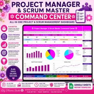 Projekt-Manager & Scrum-Master All-in-One-Aufgabe-Tracker und Planer System Template unter Verwendung von Google Sheets und Excel