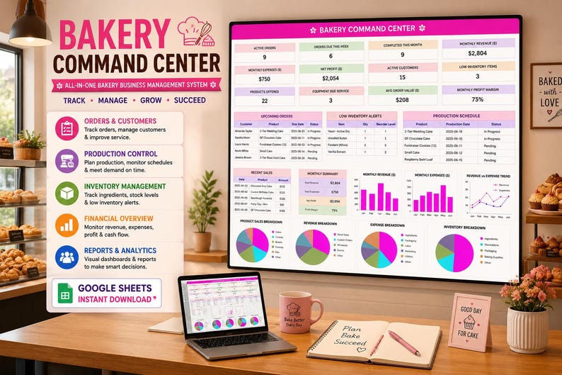 Bakery Business All in One Task Tracker and Planner Command Center ...