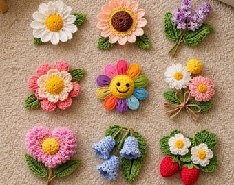 Flower Crochet Pattern Bundle PDF | 9 Easy Floral Amigurumi Designs Tutorial (Digital Download)