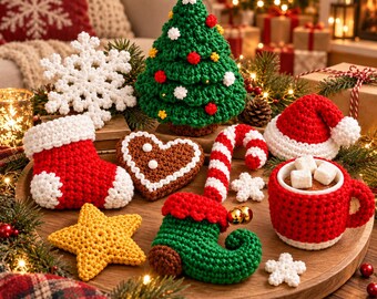 Christmas Crochet Pattern Bundle | 9 Festive Amigurumi Decorations PDF