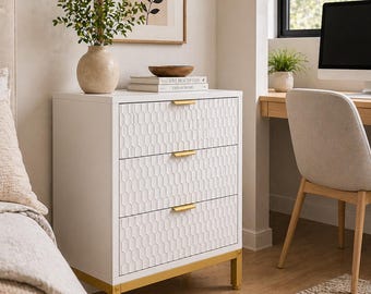 Wooden Nightstand 3 Drawers 25 Inch Modern Bedside Table Minimalist Storage End Table