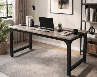 Escritorio moderno de madera de 70 pulgadas, mesa de escritura grande, estación de trabajo minimalista para oficina en casa.