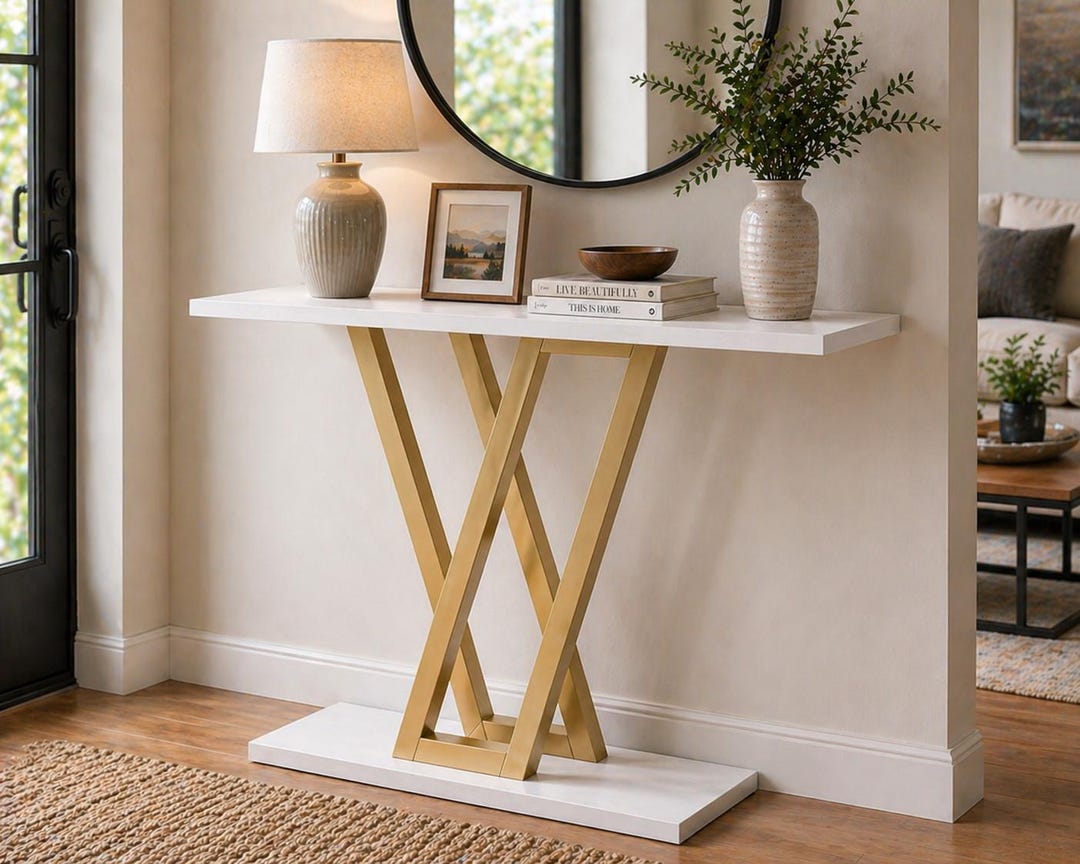 43-inch Industrial Console Table: Modern Wood Hallway Sofa Table - Etsy
