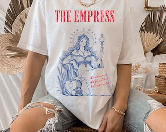 Tarot de la Emperatriz PNG, Arte de Diosa Vintage, Estampado de Camiseta Boho Femenina (Descarga Digital)