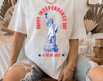 Lámina con boceto de la Estatua de la Libertad / Feliz Día de la Independencia, 4 de julio (Descarga digital)