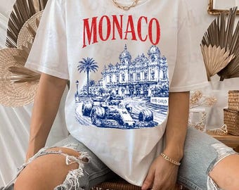 Gráfico PNG de Monaco Racing, estilo póster vintage del Casino de Montecarlo (descarga digital)