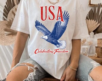 Águila estadounidense vintage PNG, diseño de camiseta patriótica, gráfico retro americano (descarga digital)