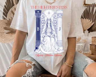 Carta del Tarot de la Suma Sacerdotisa PNG, Ilustración Ocultista Vintage, Diseño de Camiseta Espiritual (Descarga Digital)