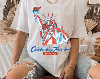 Estatua de la Libertad vintage PNG, diseño retro americano, estampado patriótico para camisetas de EE. UU. (descarga digital)
