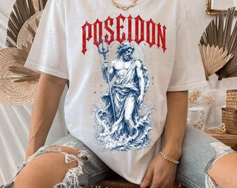 Poseidon Vintage Engraving PNG, Greek God T-Shirt Design (Digital Download)