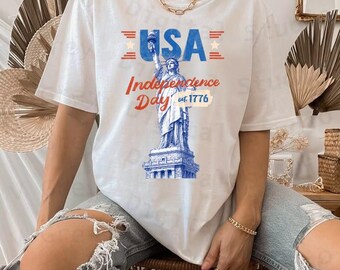 Diseño de camiseta con la Estatua de la Libertad para el Día de la Independencia de EE. UU. (Descarga digital)