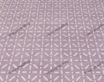 Geometrischer Bereich Teppich Handgeknüpft Wollteppich Skandinavische Moderne Teppich Lila Elfenbein Wohnzimmer Flur Dekor
