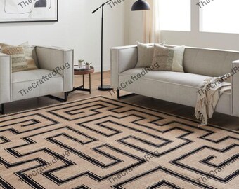 Architektonische Teppich Labyrinth Teppich Beige Zeitgenössisch Statement Teppich Moderner Designer Boden Akzent für Wohnzimmer Schlafzimmer Interior Styling Dekor