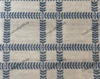 Moderner Blauer Gitter Teppich Großer Neutraler Karierter Teppich für Wohnzimmer Schlafzimmer Bauernhaus Dekor Weicher Geometrischer Bodenteppich Zeitgenössischen Stil