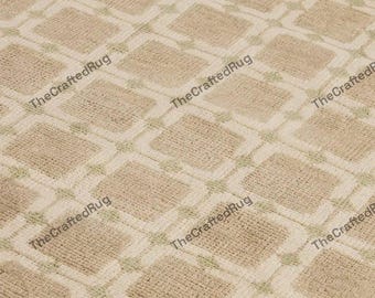 Handgeknüpfter Wollteppich Neutral Beige Gittermuster Luxus Moderner Teppich Minimalist Wohnkultur Designer Wohnzimmer Schlafzimmer Bereich Teppich Decor