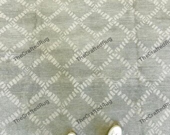 Moderner Salbeigrüner Rauten-Rankenteppich Neutrales Geometrisches Muster Teppich Weich Zeitgenössische Wohnzimmer Schlafzimmer Räume Benutzerdefinierte Größe Teppich 6x9