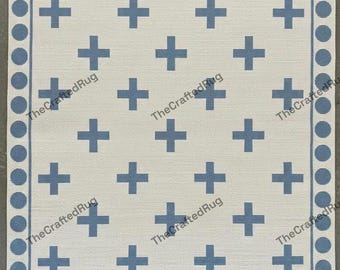 Teppich Blau Kreuz Geometrischer Wollteppich Beige Beige Beige Beige 100x300 Wollteppich Beige Beige Beige